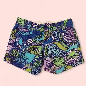 Lilly Pulitzer The Callahan Short Blue and Purple Shorts Size 00 100% cotton